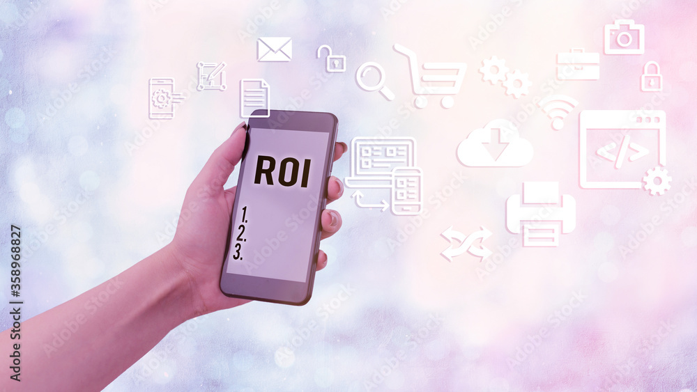 Poster handwriting text roi. conceptual photo performance measure used to evaluate the efficiency of an inv