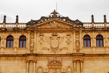 Facade of the old Alcala University, Alcala de Henares, Spain