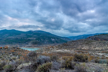 lake and mountains in the summer
