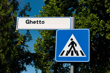street sign in the mirror