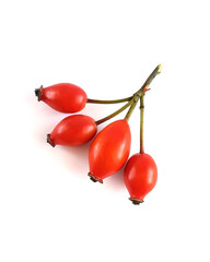 Ripe rosehips on a white background. A source of vitamin C, valuable for medicine and a healthy...