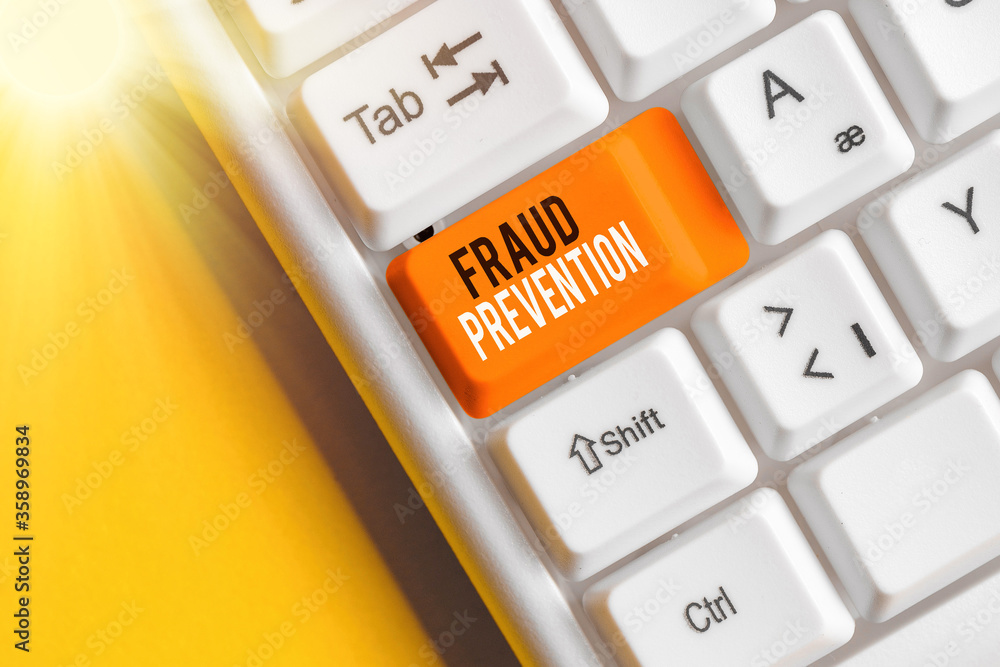 Poster handwriting text writing fraud prevention. conceptual photo to secure the enterprise and its process