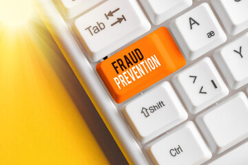 Handwriting text writing Fraud Prevention. Conceptual photo to secure the enterprise and its processes against hoax