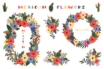 Colorful Mexican Wild Flower Wreath