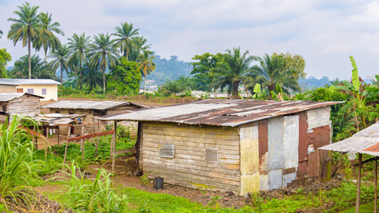 Fototapeta na wymiar It's Small poor house in Cameroon