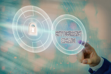 Conceptual hand writing showing Cryptocurrency Exchange. Concept meaning allow client to trade...