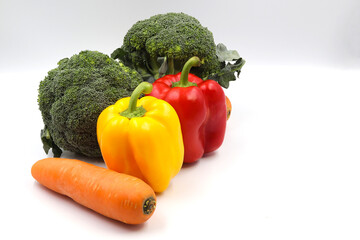 fresh vegetables on white background