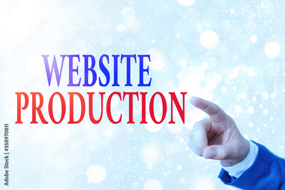Poster Writing note showing Website Production. Business concept for creating sites with layout content and graphic design