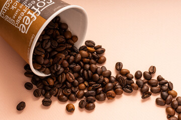 paper Cup with the words coffee, cappuccino, espresso.