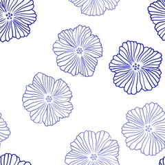 Light BLUE vector seamless doodle pattern with flowers. Colorful illustration in doodle style with flowers. Design for textile, fabric, wallpapers.