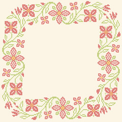 Cross-stitch embroidery in Ukrainian style