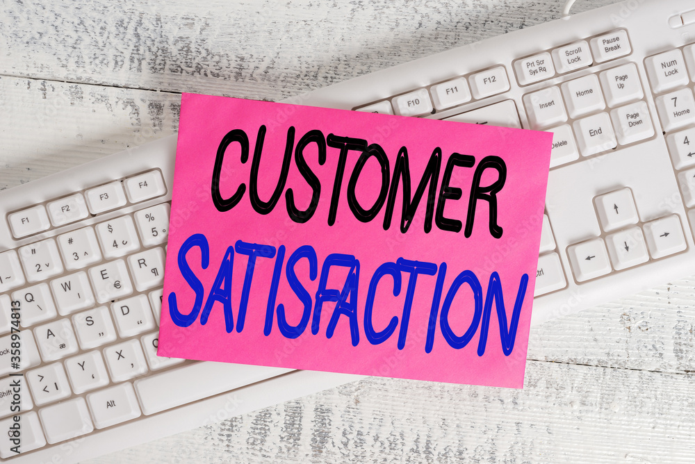 Poster word writing text customer satisfaction. business photo showcasing number of users whose experience 
