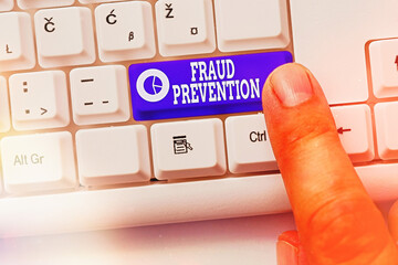 Handwriting text Fraud Prevention. Conceptual photo to secure the enterprise and its processes...