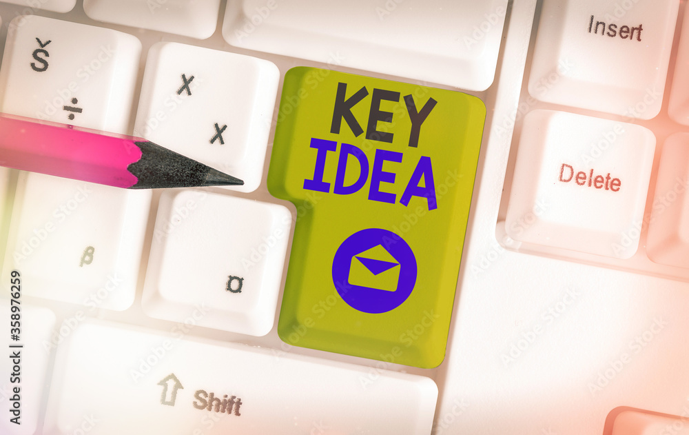 Poster conceptual hand writing showing key idea. concept meaning the central thought which is the most impo