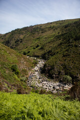 Fototapeta na wymiar Cávado river in Cabril, following the valley