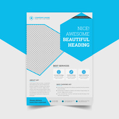 Corporate Polygonal Clean Modern Flyer Template. Creative cover oval elements sky colors, with nice Unique Design Shape, vector eps10.