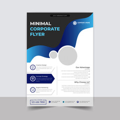 Minimal Corporate Business Flyer Design Template. Creative cover oval elements blue colors, with nice Unique Design Shape, vector.