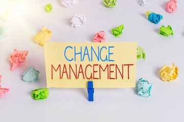 Conceptual hand writing showing Change Management. Concept meaning development within a business or...