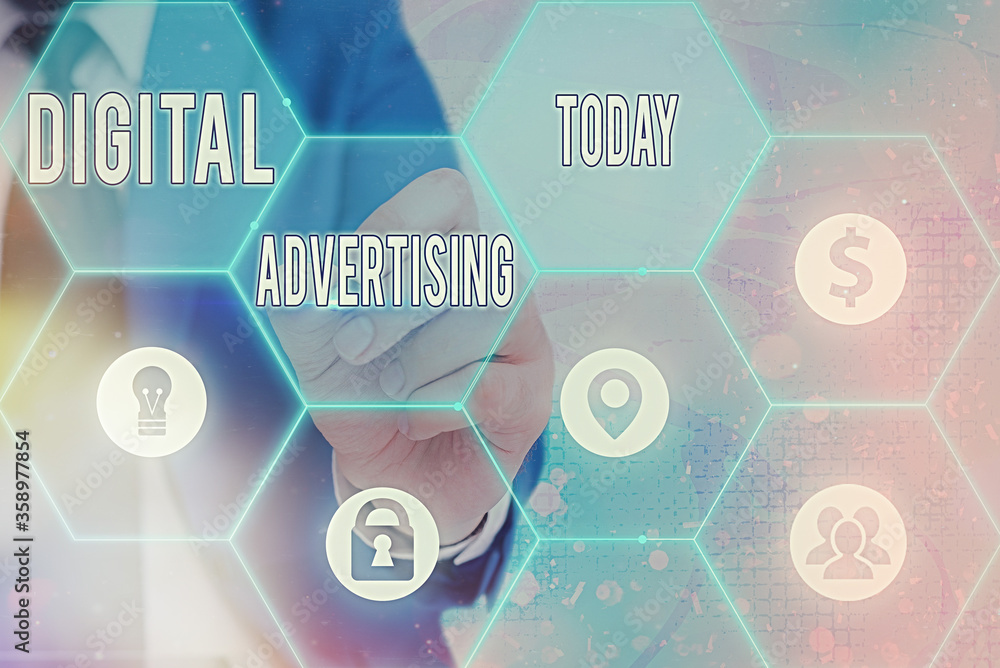 Poster writing note showing digital advertising. business concept for when business leverage internet techn