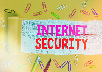 Text sign showing Internet Security. Business photo text process to protect against attacks over the Internet