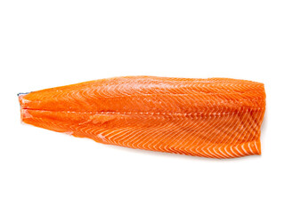 Fresh raw salmon fillet on white background 