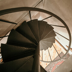 metal spiral staircase top view