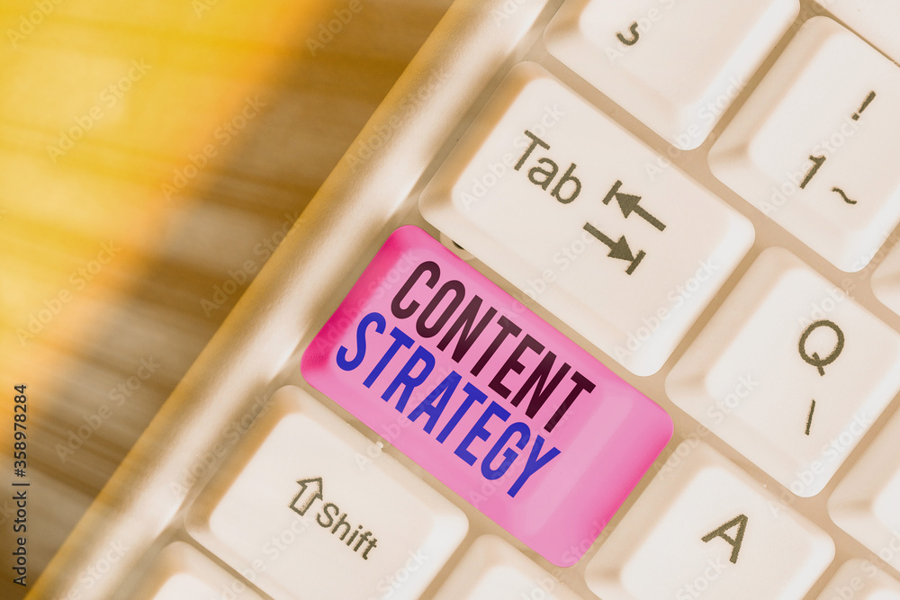 Poster writing note showing content strategy. business concept for important marketing approach distributed