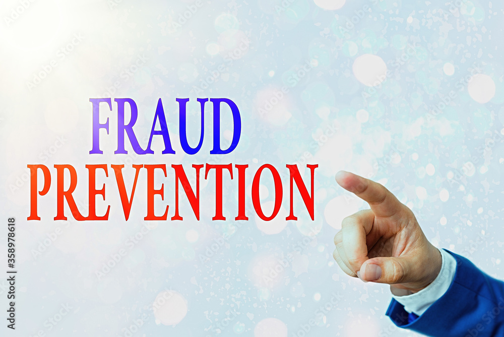 Poster writing note showing fraud prevention. business concept for to secure the enterprise and its process