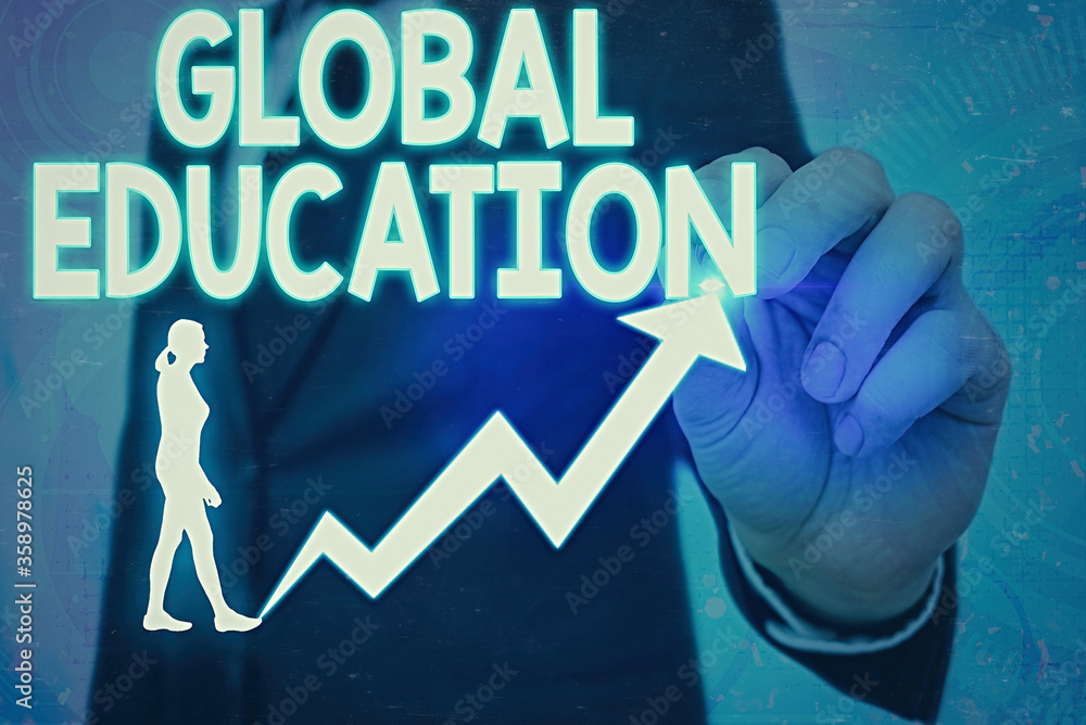 Poster handwriting text global education. conceptual photo interdisciplinary approach to learning concepts 