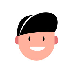 Vector illustration of young smiling man in a cap. Portrait of handsome cheerful teenager hipster. Avatar, profile, ID picture of a young person. Human head illustration with a baseball cap