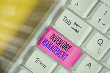 Writing note showing Inventory Management. Business concept for supervision of noncapitalized...