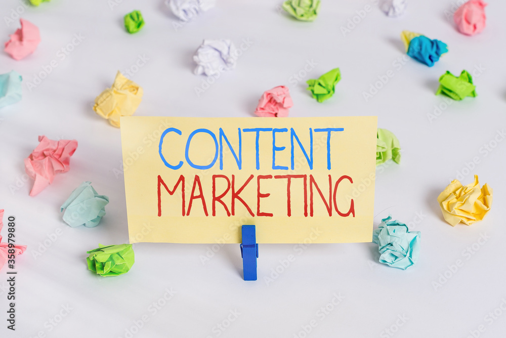 Poster conceptual hand writing showing content marketing. concept meaning involves the creation and sharing