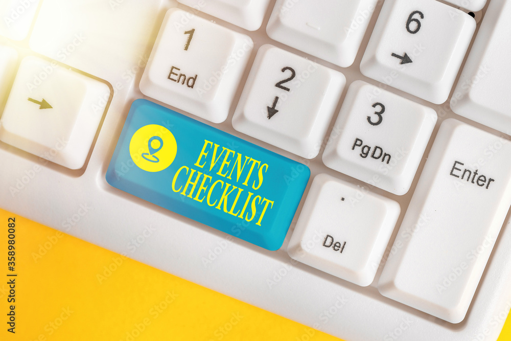 Aufkleber writing note showing events checklist. business concept for invaluable tool for successfully managin