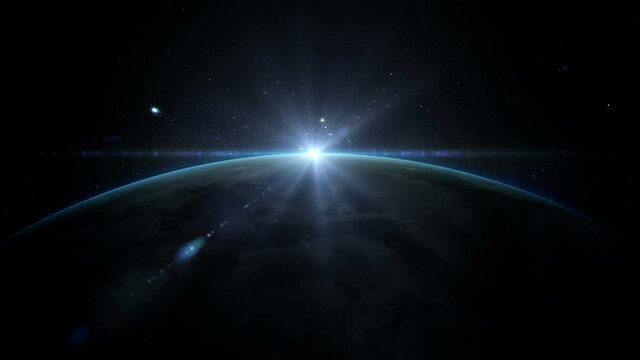 Planet Earth as seen from space. With stars background. realistic 3d animation