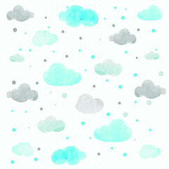 Fototapeta na wymiar Blue Baby Cloud Textile Texture Background