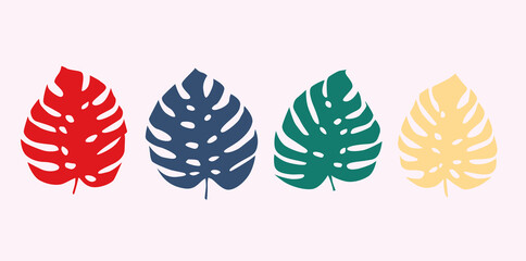 Tropical Monstera leaves vector Illustration.