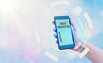 Conceptual hand writing showing Fraud Prevention. Concept meaning to secure the enterprise and its processes against hoax