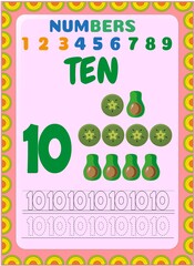 Preschool toddler math with half avocado and slice of kiwi design