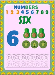 Preschool toddler math with half avocado and slice of kiwi design