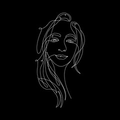 woman beauty minimalist, vector stock one line illustration 
