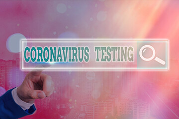Handwriting text writing Coronavirus Testing. Conceptual photo Collection of samples from a viable...