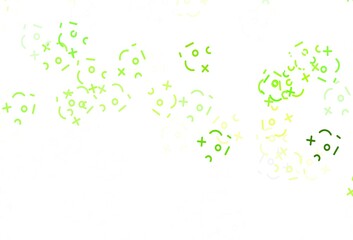 Light Green, Yellow vector texture with mathematic symbols.