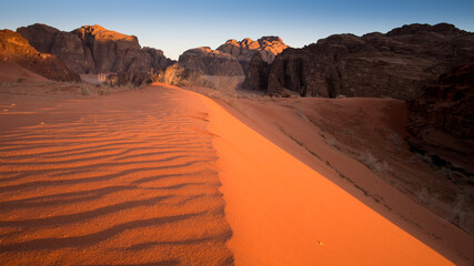 sunset in the Wadi Rum desert