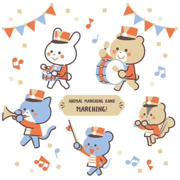 Animal marching band ,Marching Character Set / Four Colors