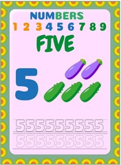 Preschool toddler math with eggplant and cucumber design