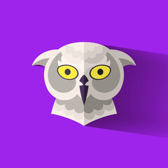 cute owl flat icon vector illustration
