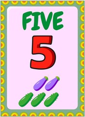 Preschool toddler math with eggplant and cucumber design