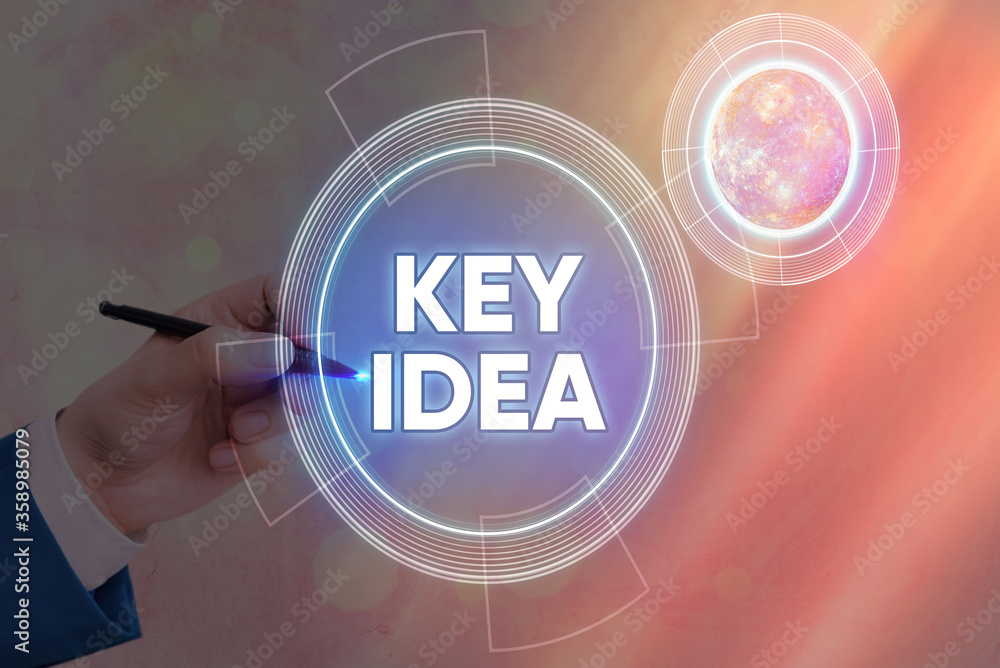 Poster conceptual hand writing showing key idea. concept meaning the central thought which is the most impo