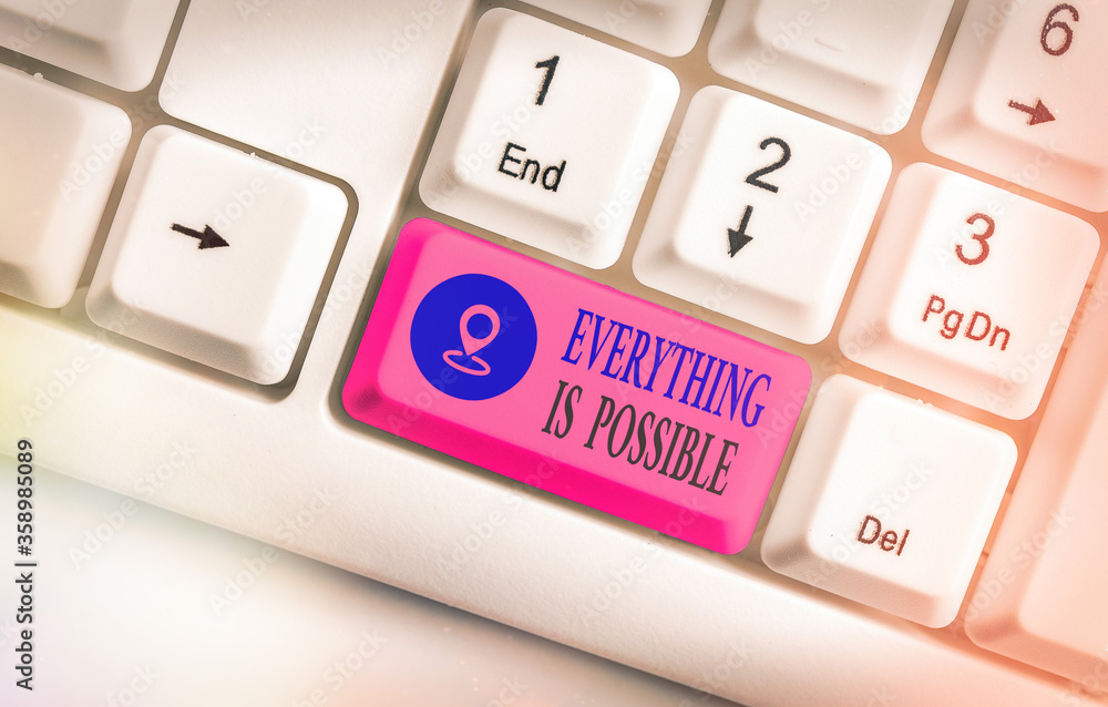 Poster text sign showing everything is possible. business photo showcasing being optimistic that all of you