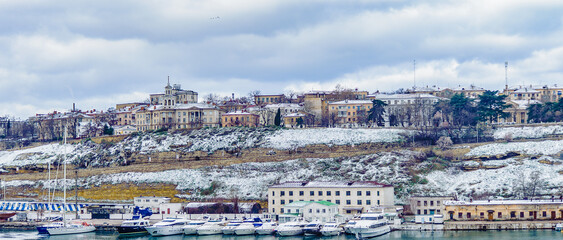 Fototapeta premium Panoramic view of Sevastopol (Ukraine) in winter